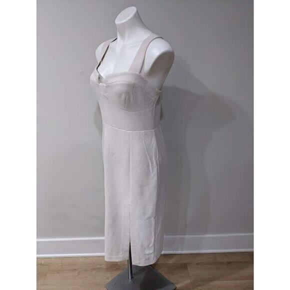 Finders Keepers Sz 10 Luna Sheath Dress White Crepe Side Slit V Neck Sleeveless - Picture 5 of 9